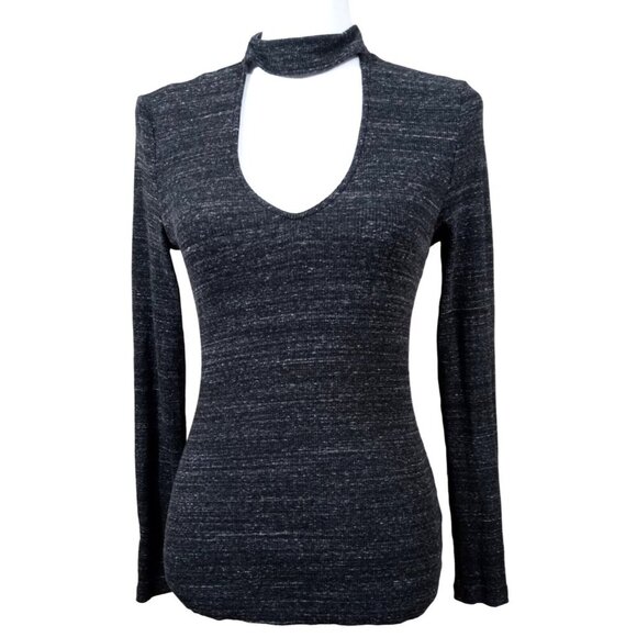 Tart Womens Black/Gray Keyhole Long Sleeve Blouse Size Extra Small - Picture 1 of 7